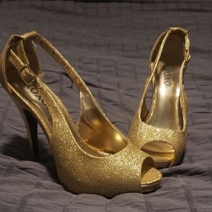 Gold Glitter Heels